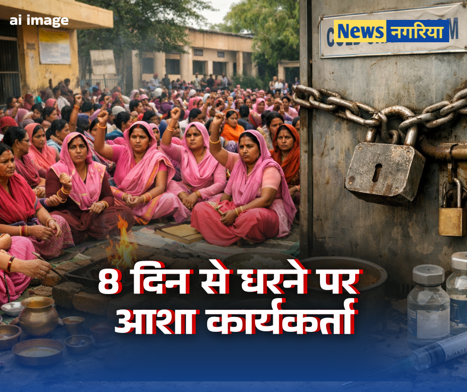 आशा कार्यकर्ताओं का धरना