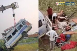 कोटा दिल्ली मुंबई एक्सप्रेसवे हादसे में नाले में गिरी ट्रैवलर